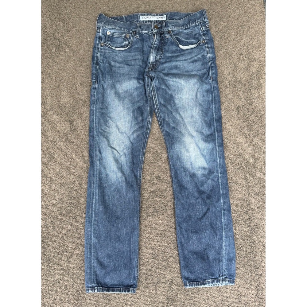 Express Jeans Alec Skinny Fit Mens 30x30 Medium Wash Blue Denim Stretch Pants